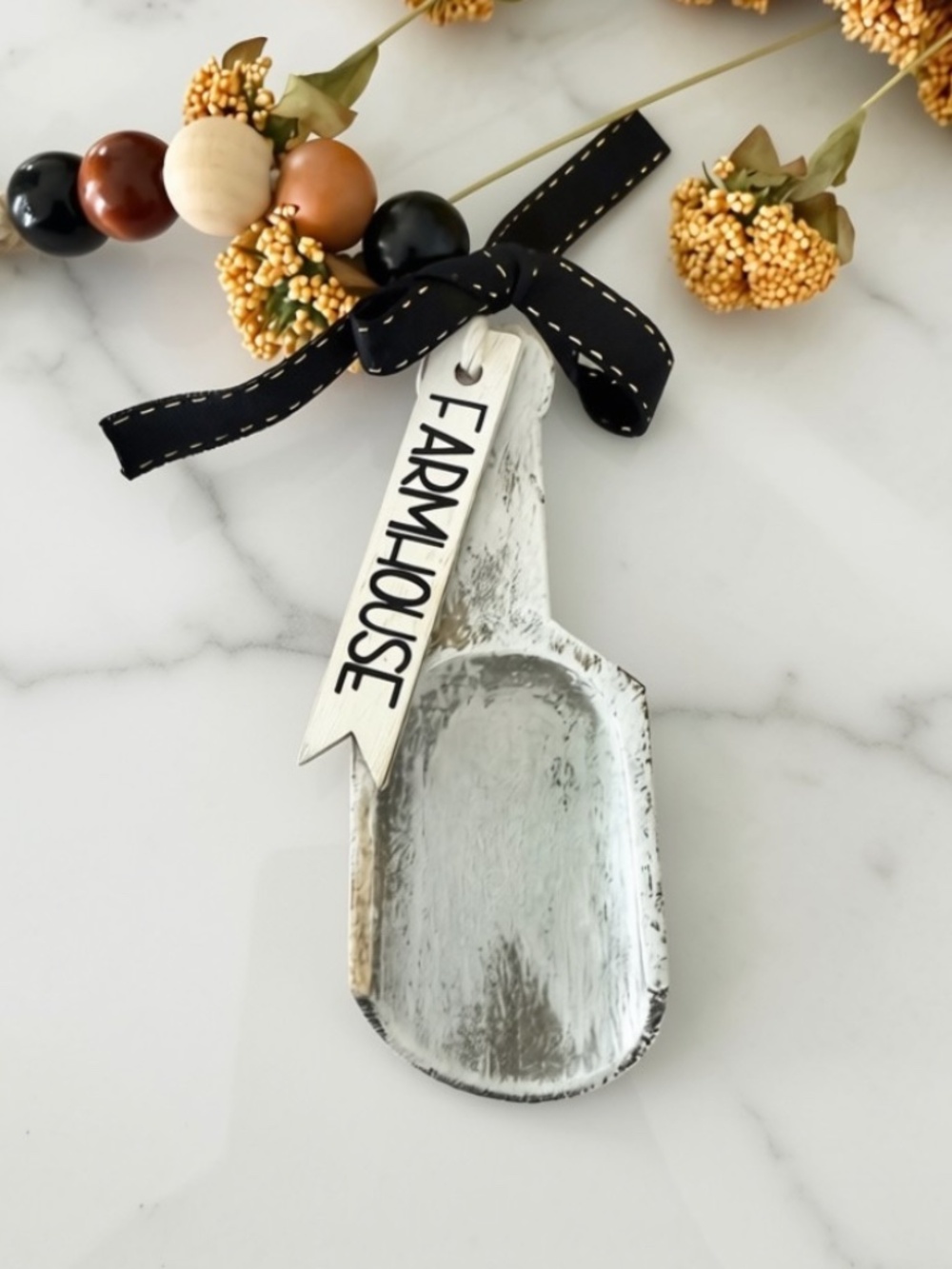 Farmhouse Wood Scoop Beaded Garland